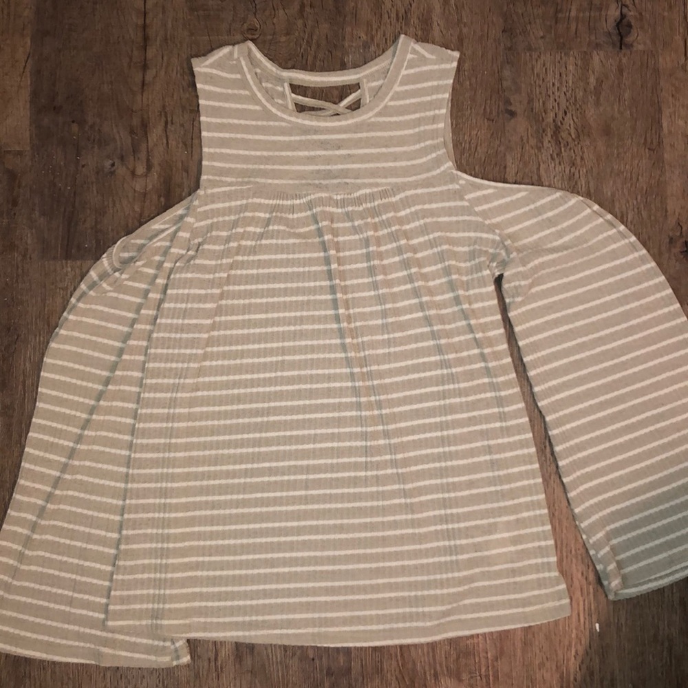 Green and white striped top